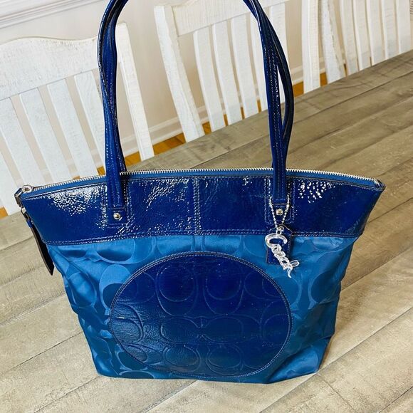 COACH Laura Large Designer Logo TOTE F18336 Luxury LEATHER BAG Purse - Picture 5 of 10